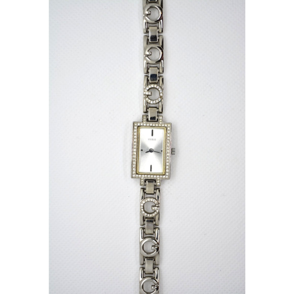 Vintage GUESS Tank Watch Crystal Bezel Silver Tone Rectangle - Y2K Aesthetic main image 14